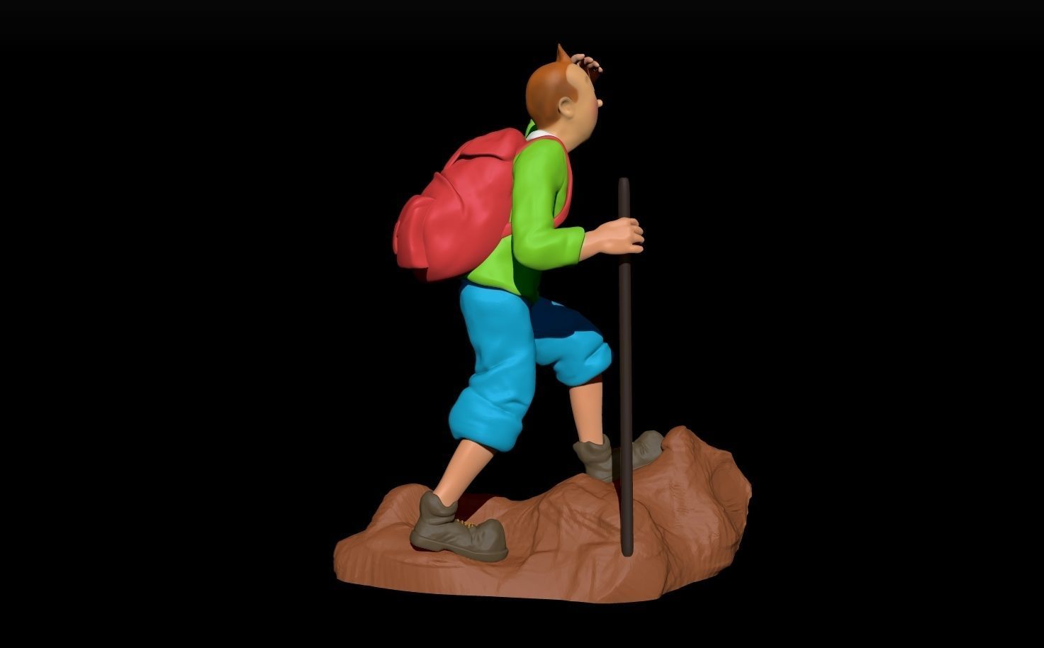 tintin hiker on rock 3D print model_1