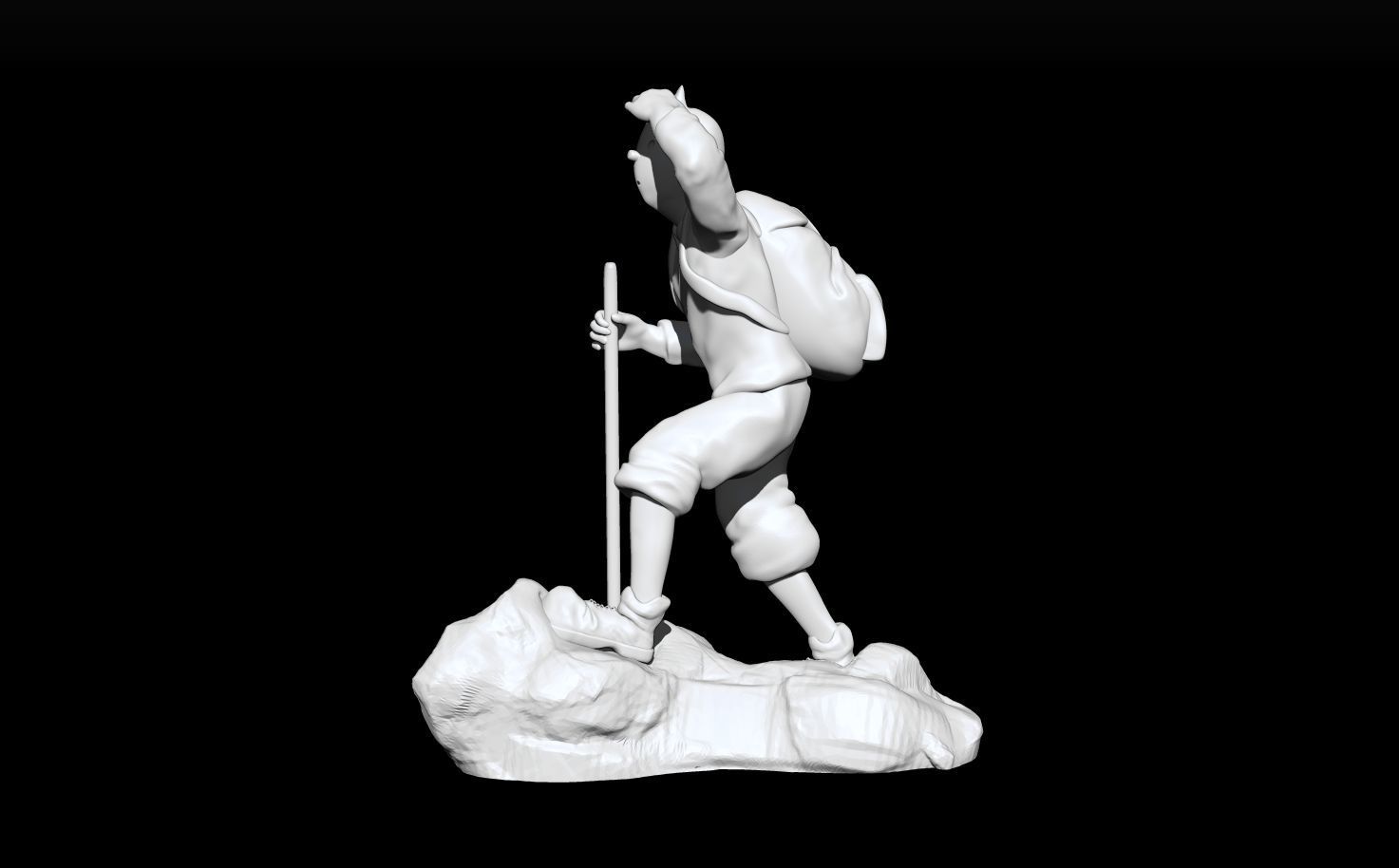 tintin hiker on rock 3D print model_7