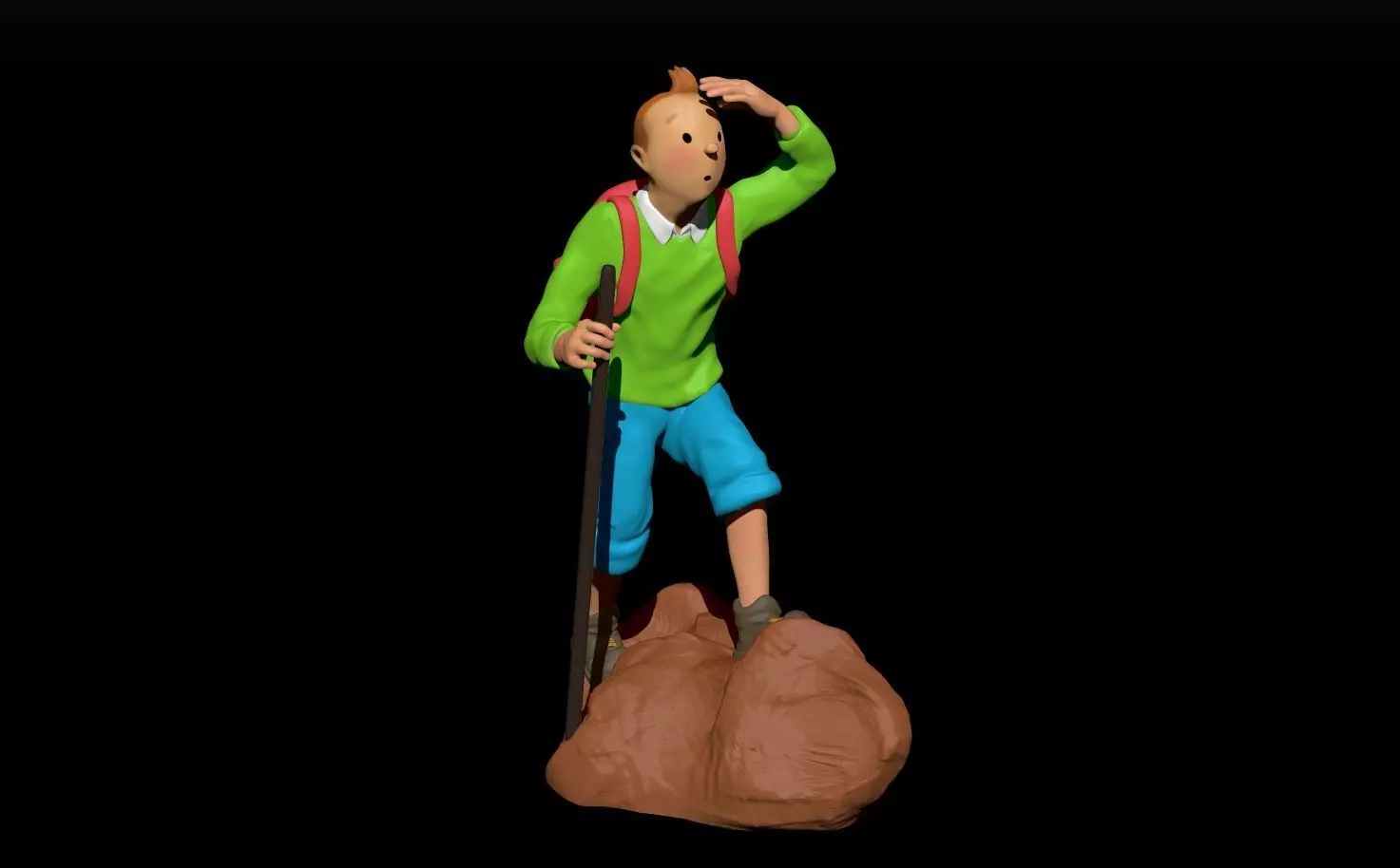 tintin hiker on rock 3D print model_0