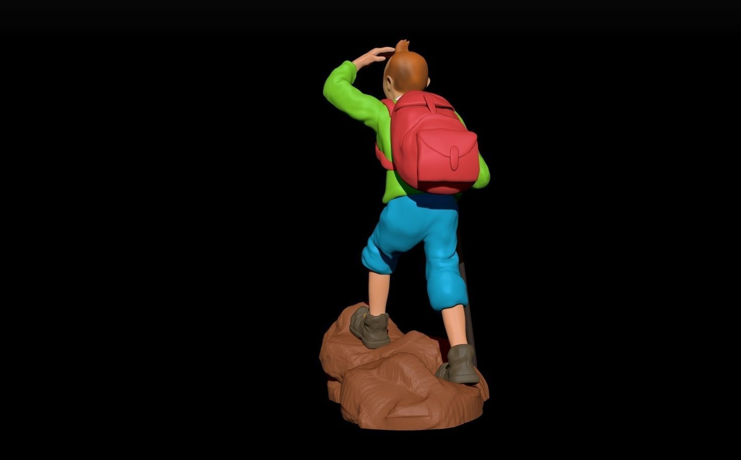tintin hiker on rock 3D print model_15