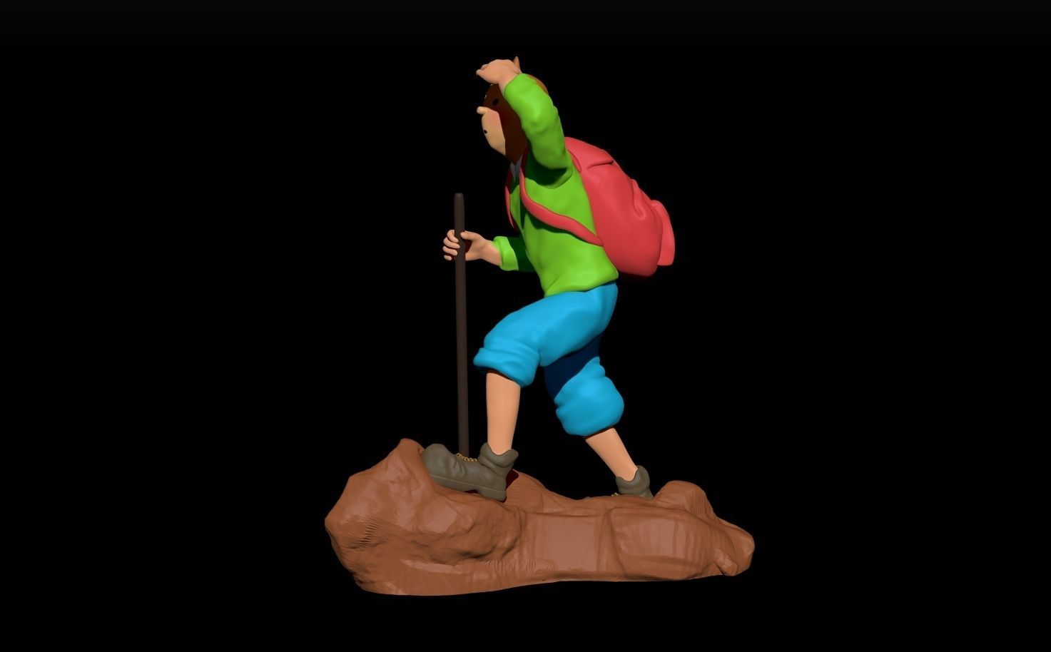 tintin hiker on rock 3D print model_12
