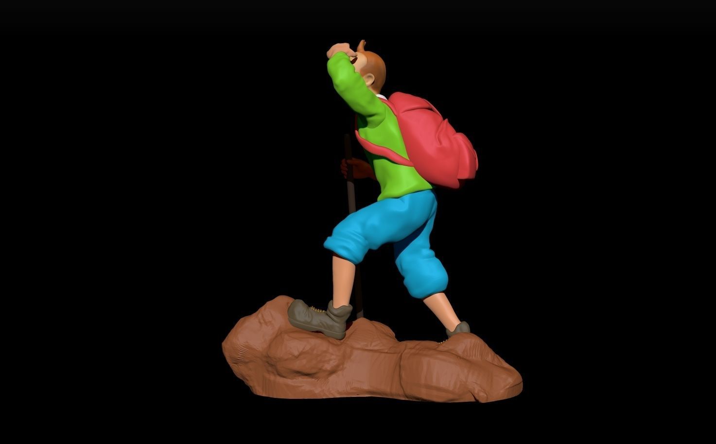 tintin hiker on rock 3D print model_13