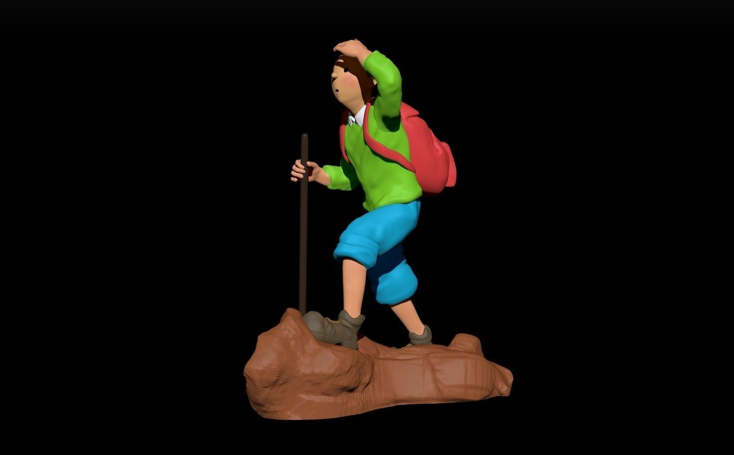 tintin hiker on rock 3D print model_11