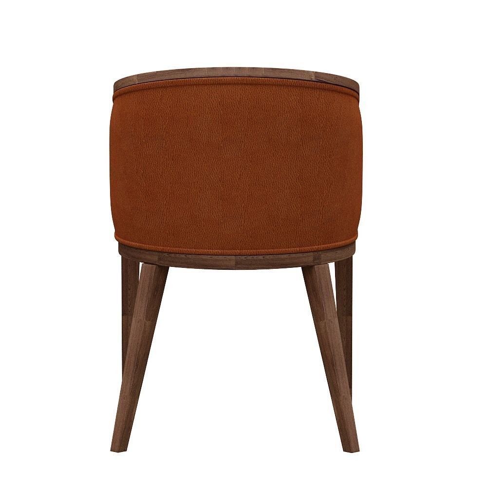 Chair orange leather with wooden legs Low-poly 3D model_5