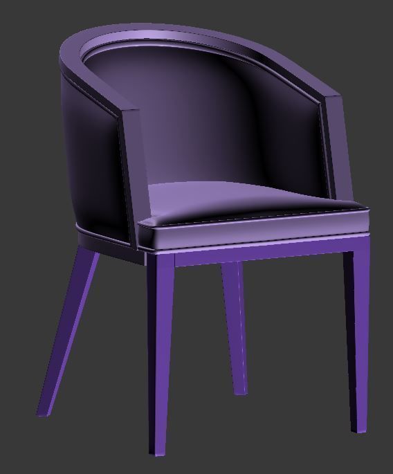 Chair orange leather with wooden legs Low-poly 3D model_7