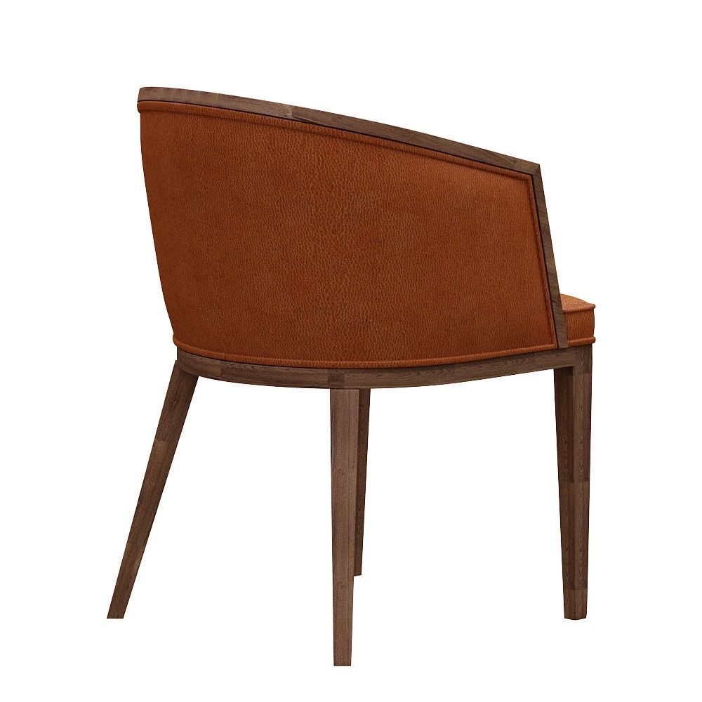 Chair orange leather with wooden legs Low-poly 3D model_4