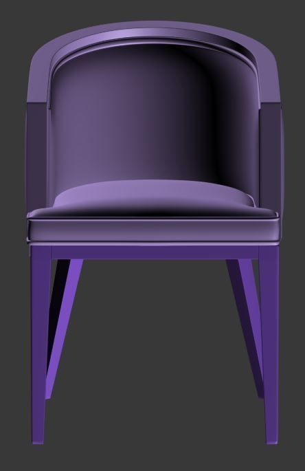 Chair orange leather with wooden legs Low-poly 3D model_6