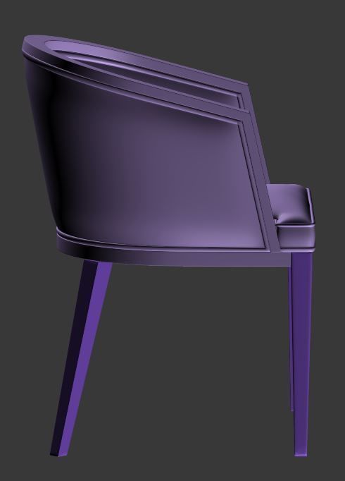 Chair orange leather with wooden legs Low-poly 3D model_9