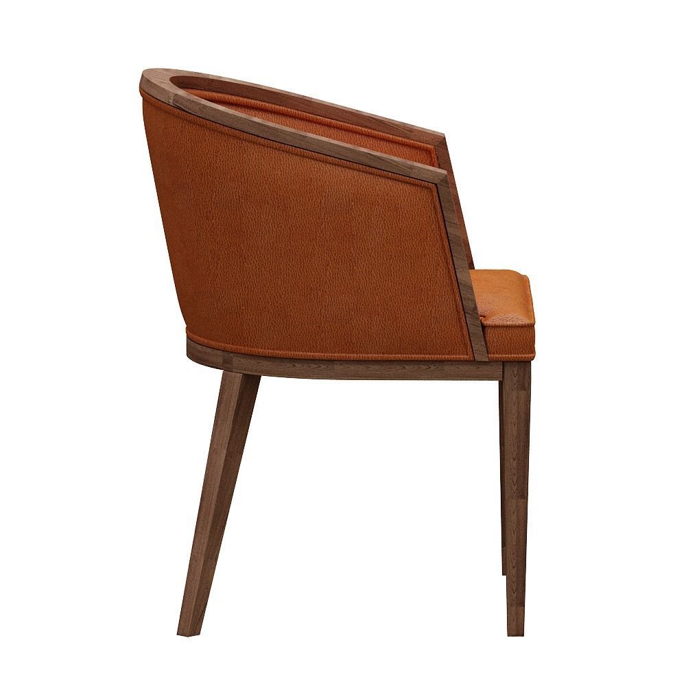 Chair orange leather with wooden legs Low-poly 3D model_3