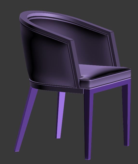 Chair orange leather with wooden legs Low-poly 3D model_8