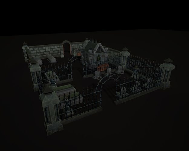 OLD CEMETERY ASSET PACK DARK VERSION Low-poly 3D model