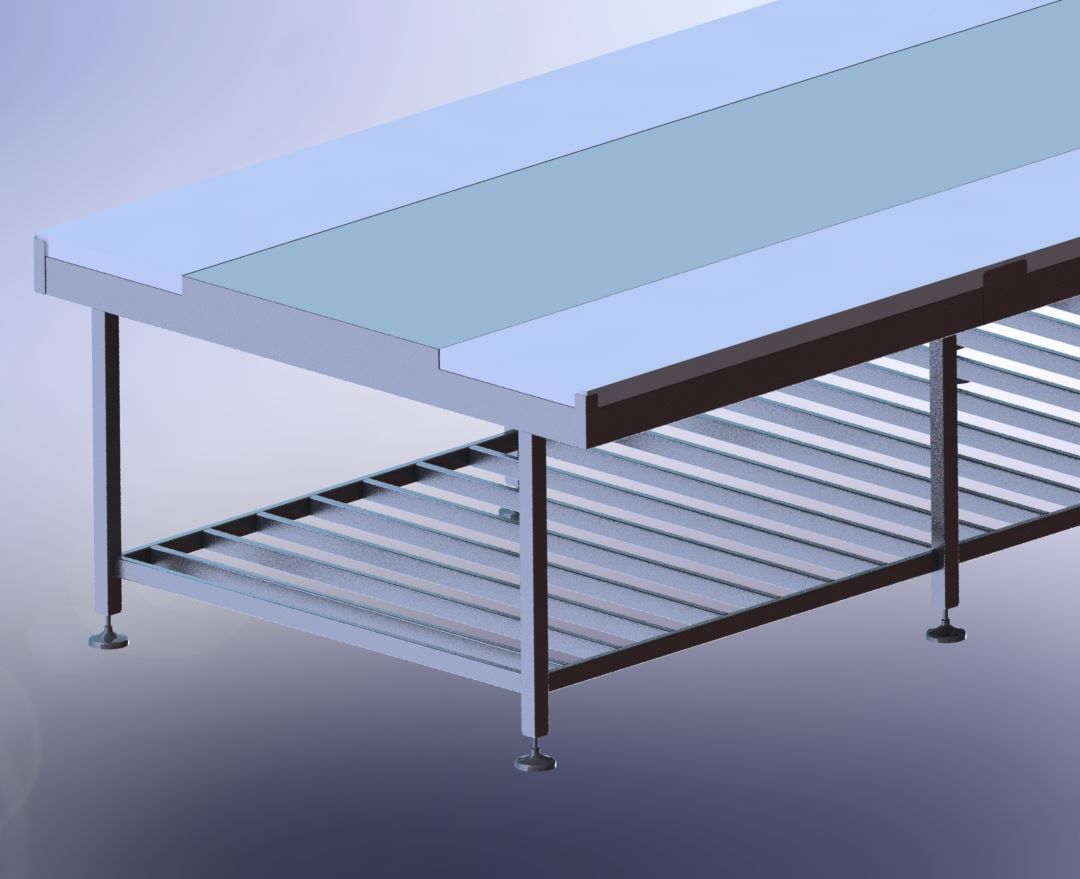 Industrial Stainless Steel Table for Gastronomy 3D model_2