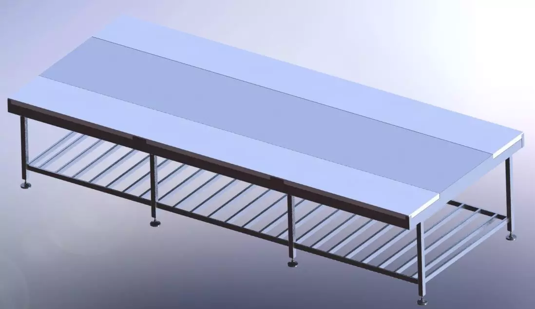 Industrial Stainless Steel Table for Gastronomy 3D model_0