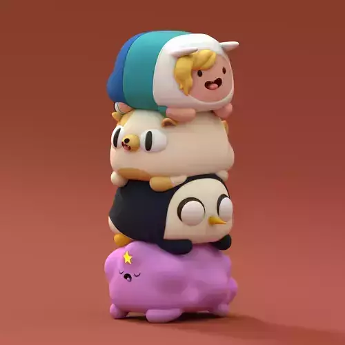 ADVENTURE TIME FANART- FIONNA  CAKE LUMPY SPACE PRINCESS GUNTER 3D print model