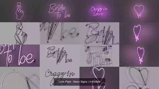 Love Pack - Neon Signs 3D Model Collection