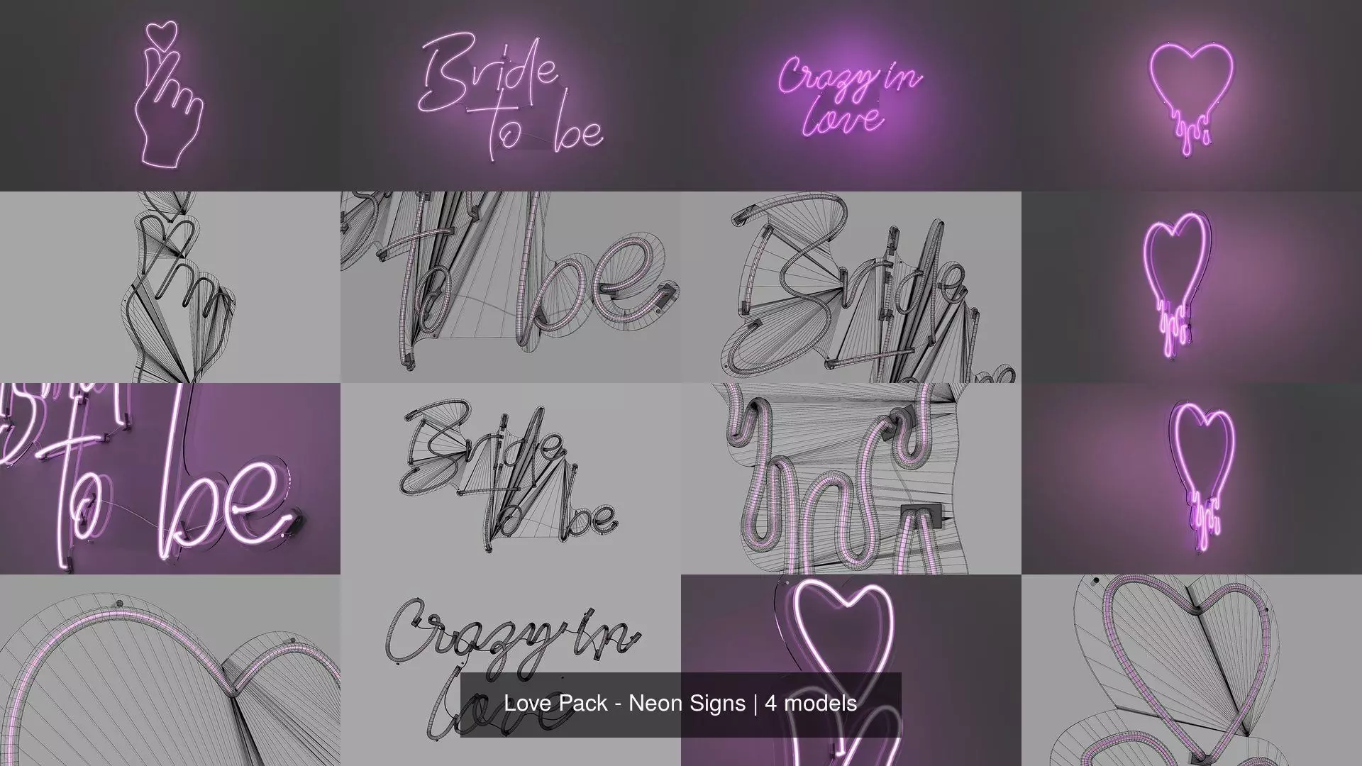 Love Pack - Neon Signs 3D Model Collection_0