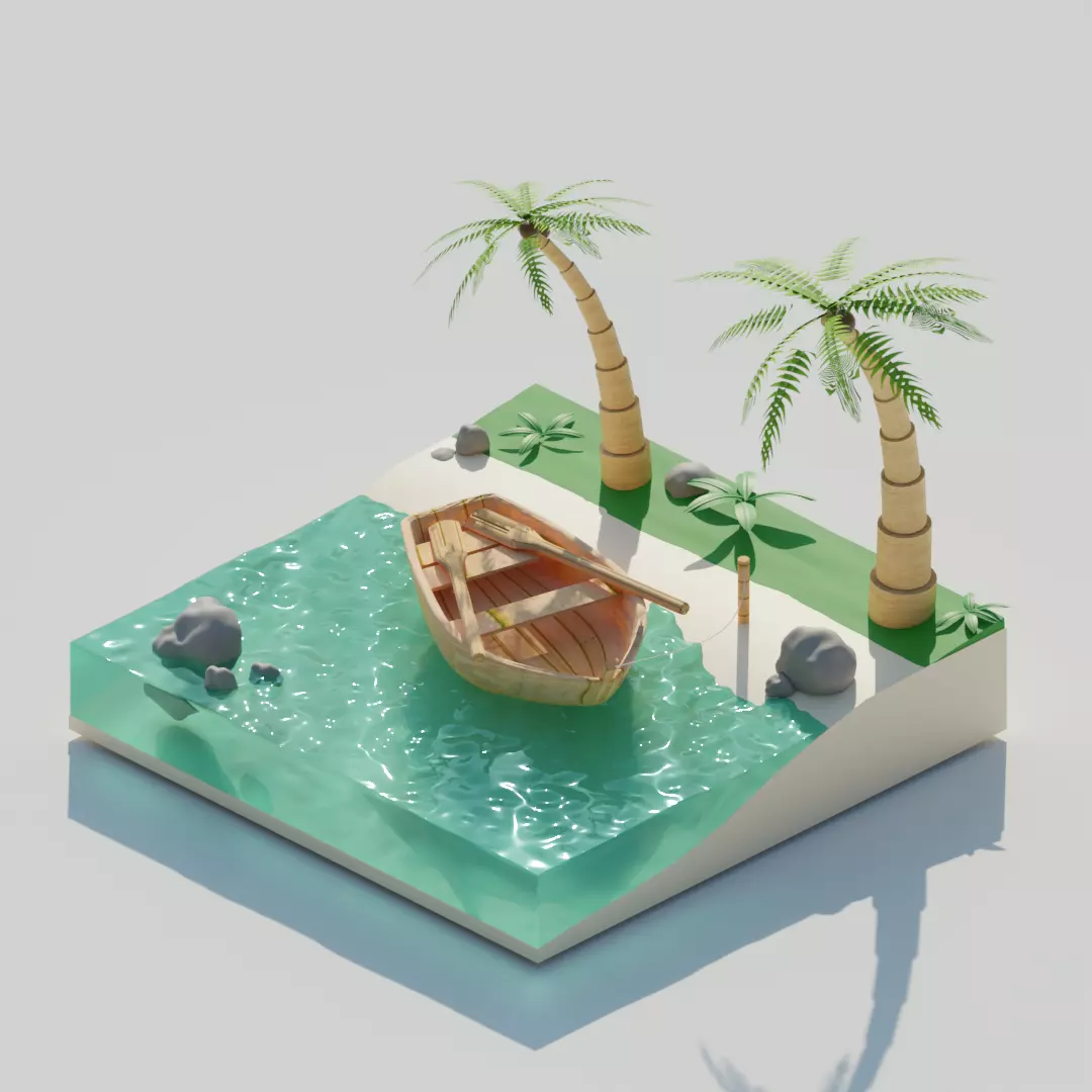 Wooden Boat Free 3D model_0