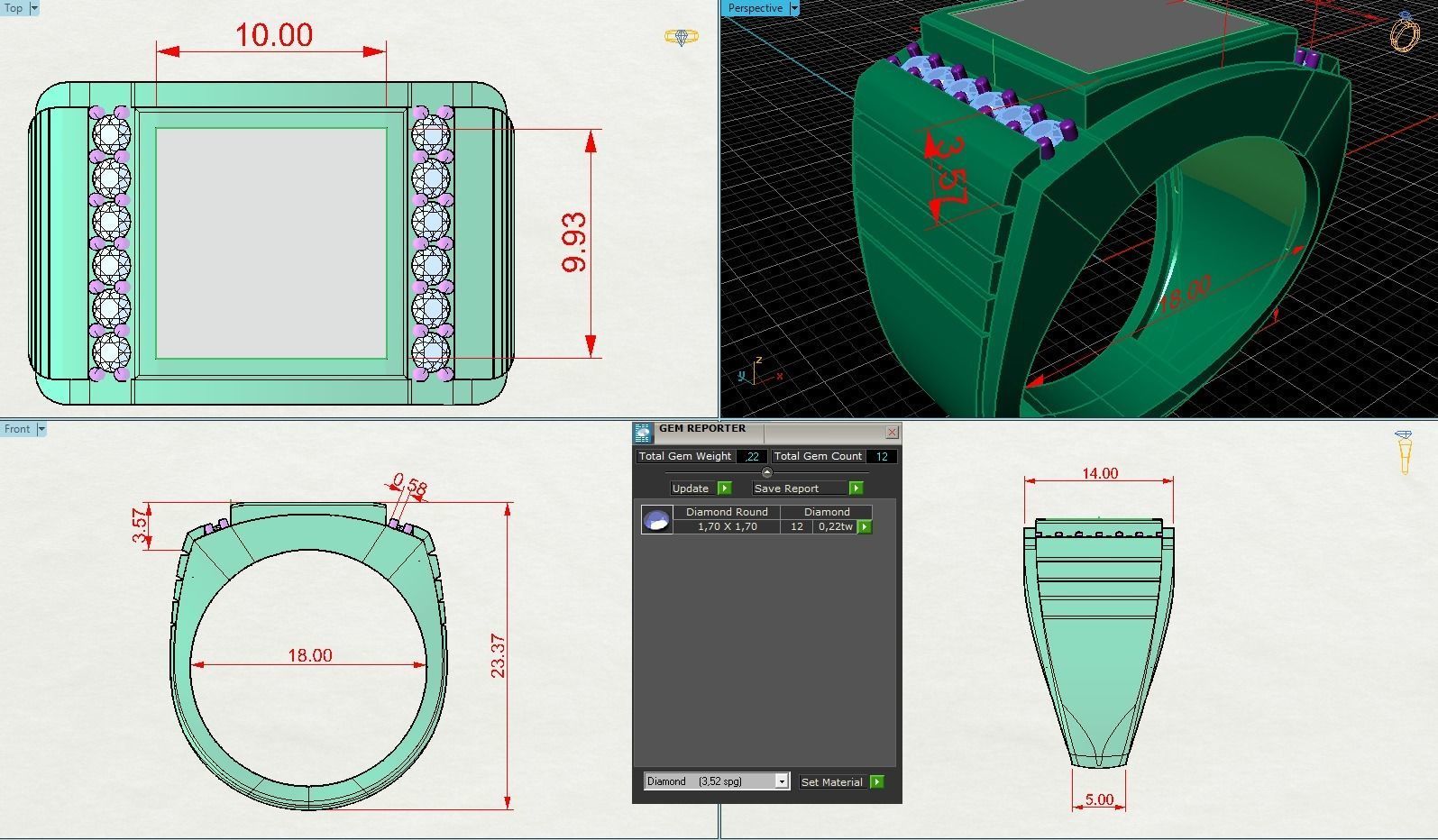 man ring  with precious stones 3D print model_5