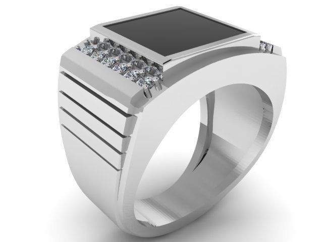 man ring  with precious stones 3D print model_1