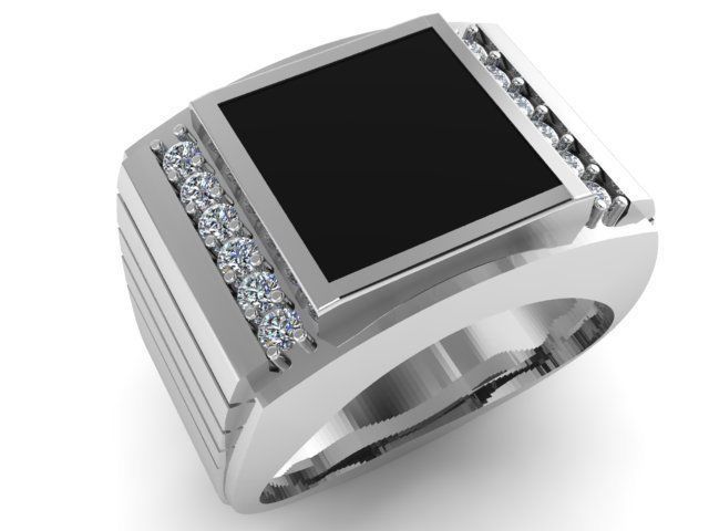 man ring  with precious stones 3D print model_3