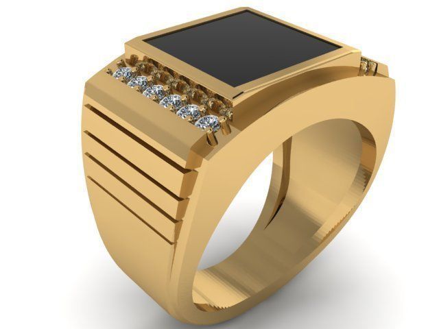 man ring  with precious stones 3D print model_2