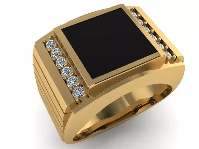 man ring  with precious stones 3D print model_0