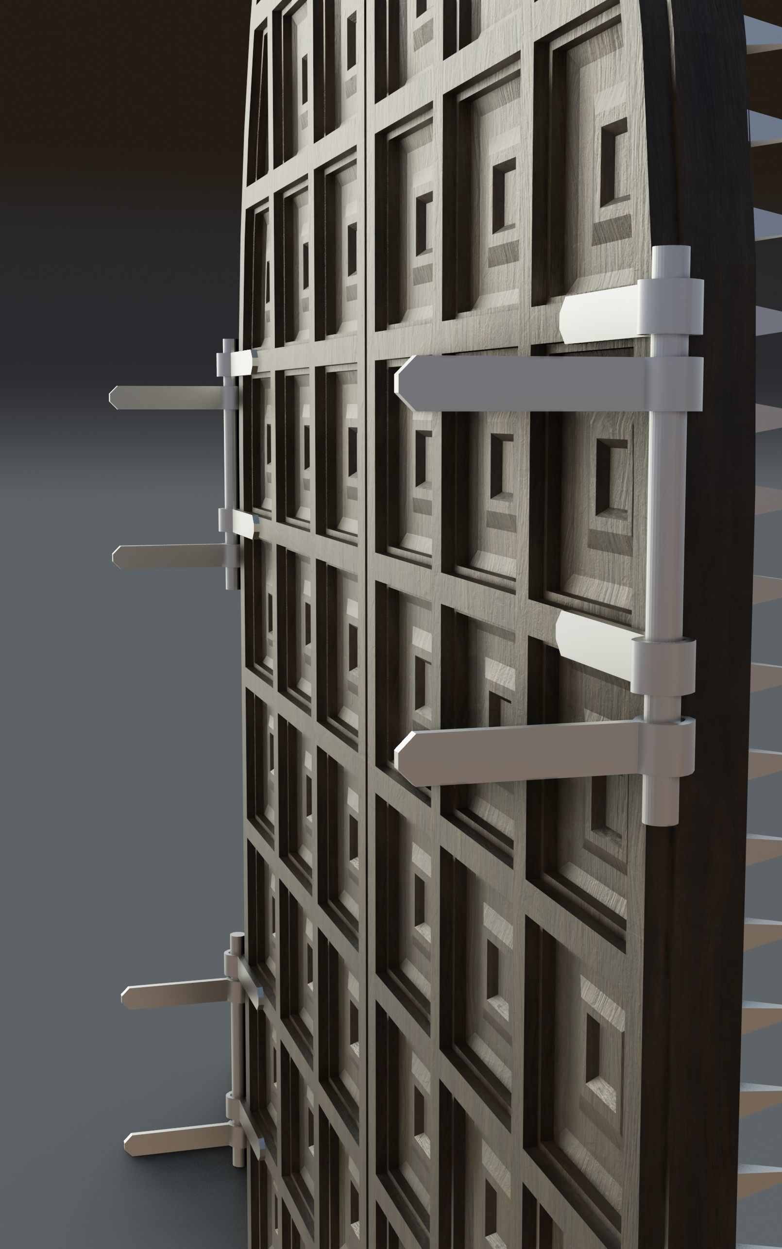 Medieval Wooden Door Low Poly Low-poly 3D model_4