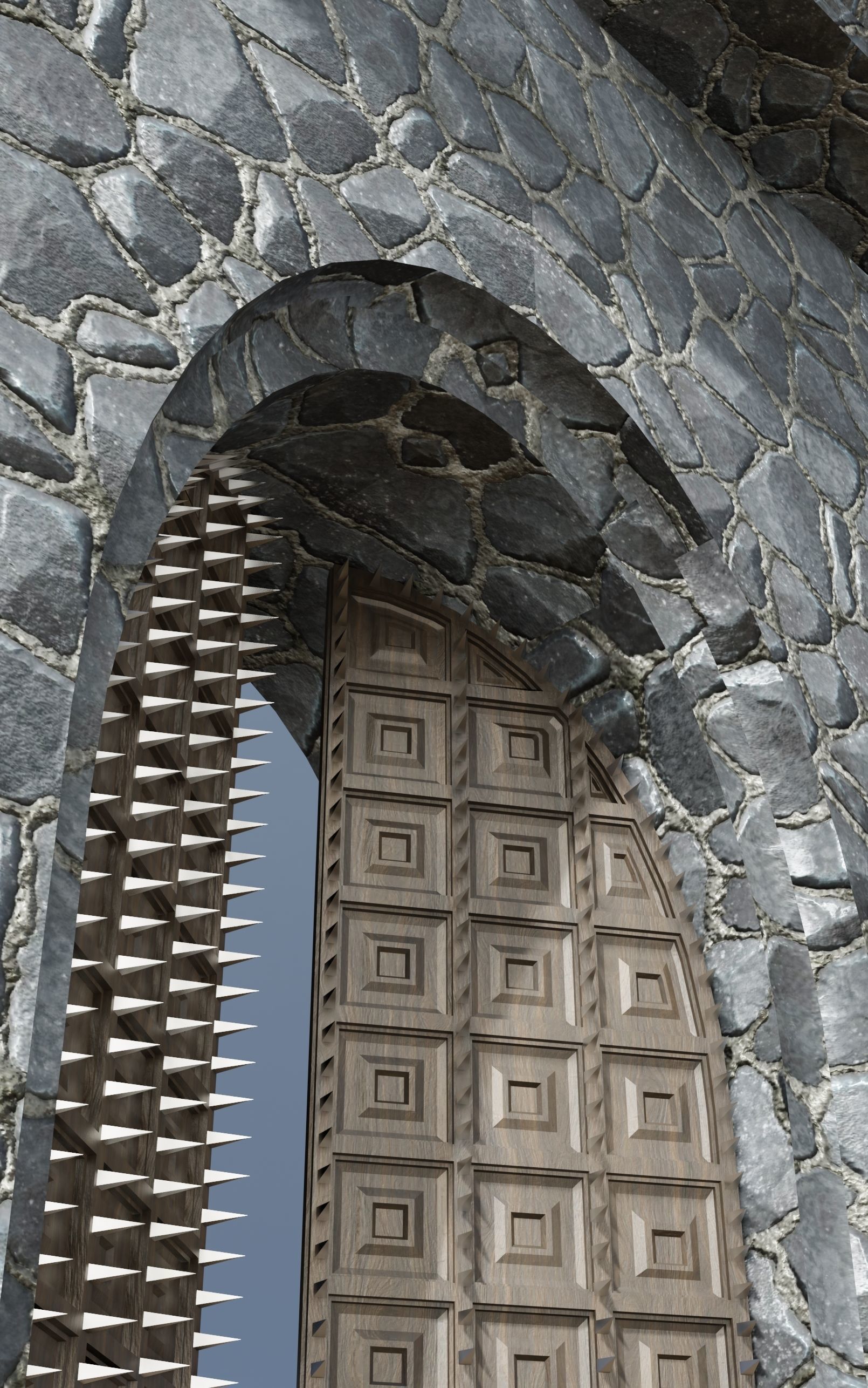 Medieval Wooden Door Low Poly Low-poly 3D model_1