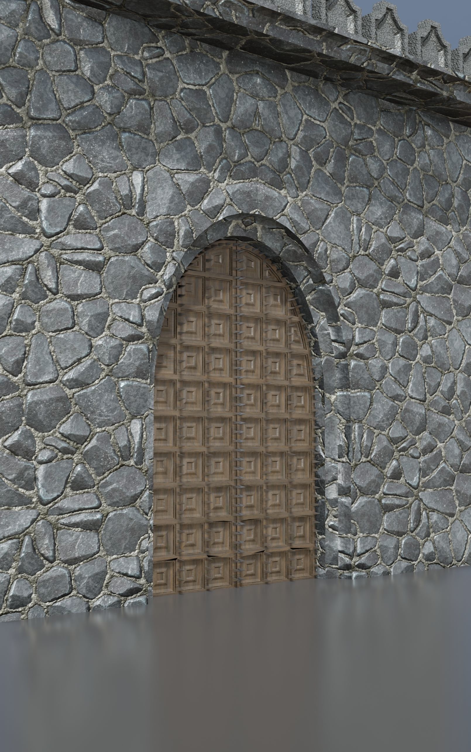 Medieval Wooden Door Low Poly Low-poly 3D model_3