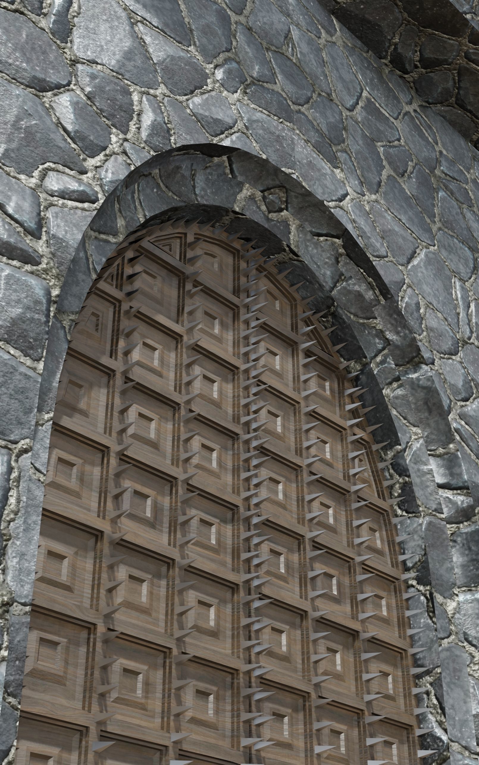 Medieval Wooden Door Low Poly Low-poly 3D model_2