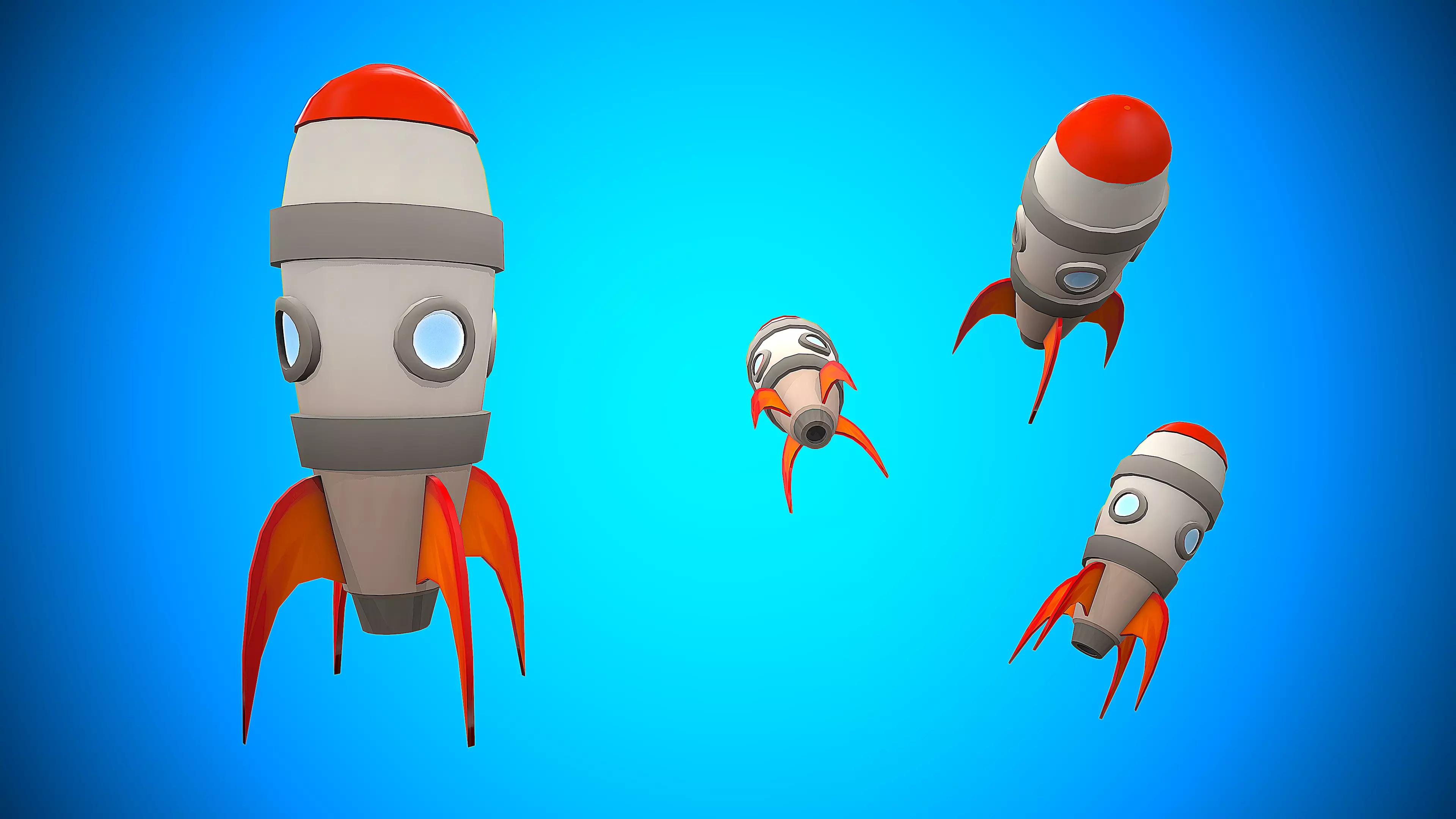 ROCKET CARTOON STYLIZED Low-poly 3D model