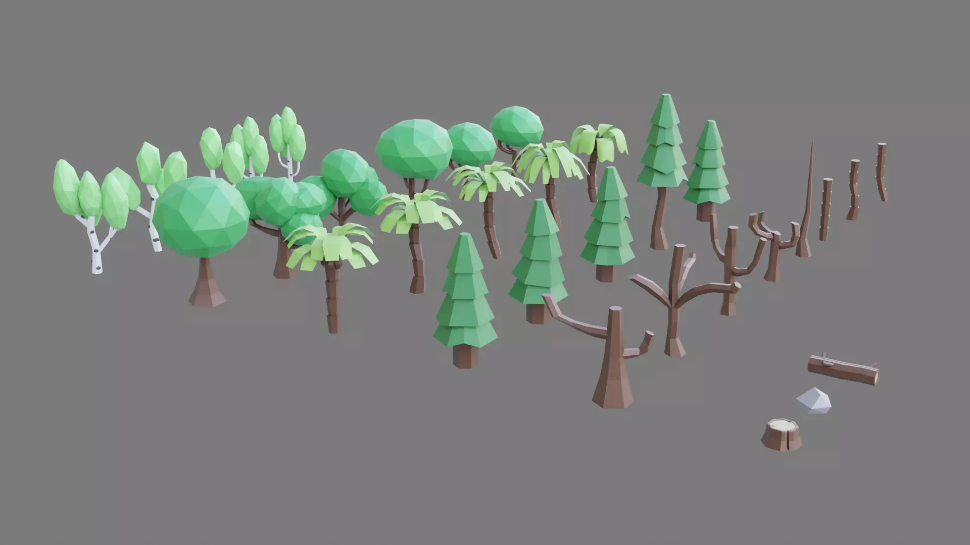 Assorted Tree Collection Low-poly 3D model_0