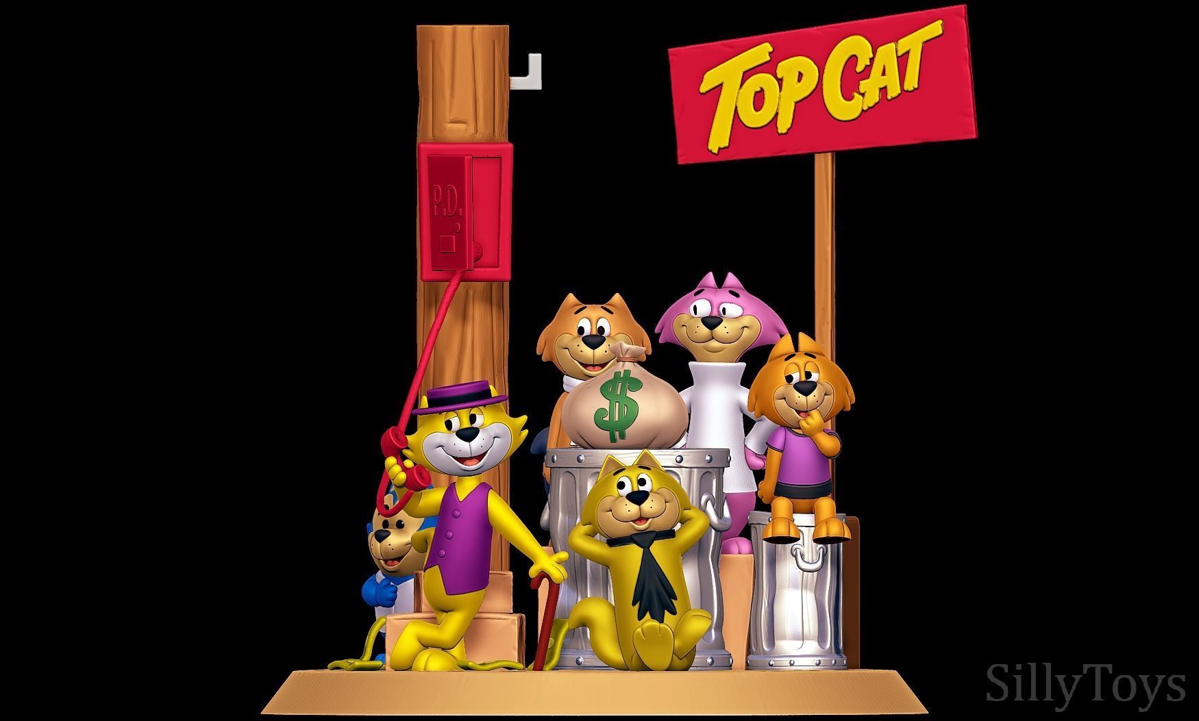 Top Cat Diorama 3D print model_1