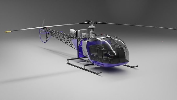 Allouette II SE 313B Helicopter Sprayer Low-poly 3D model
