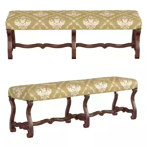 French Provincial Louis XV Style Carved Walnut  Bench