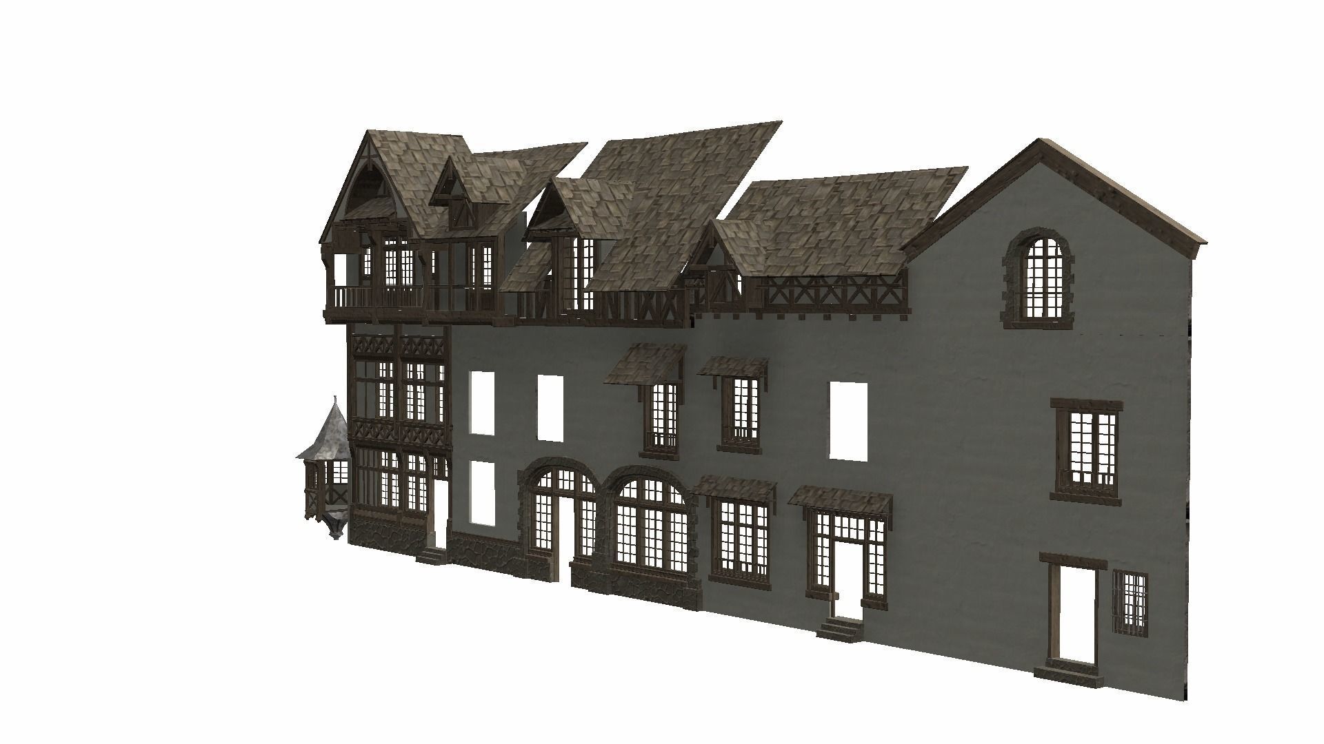 Modular Tudor Walls - Houses Low-poly 3D model_19