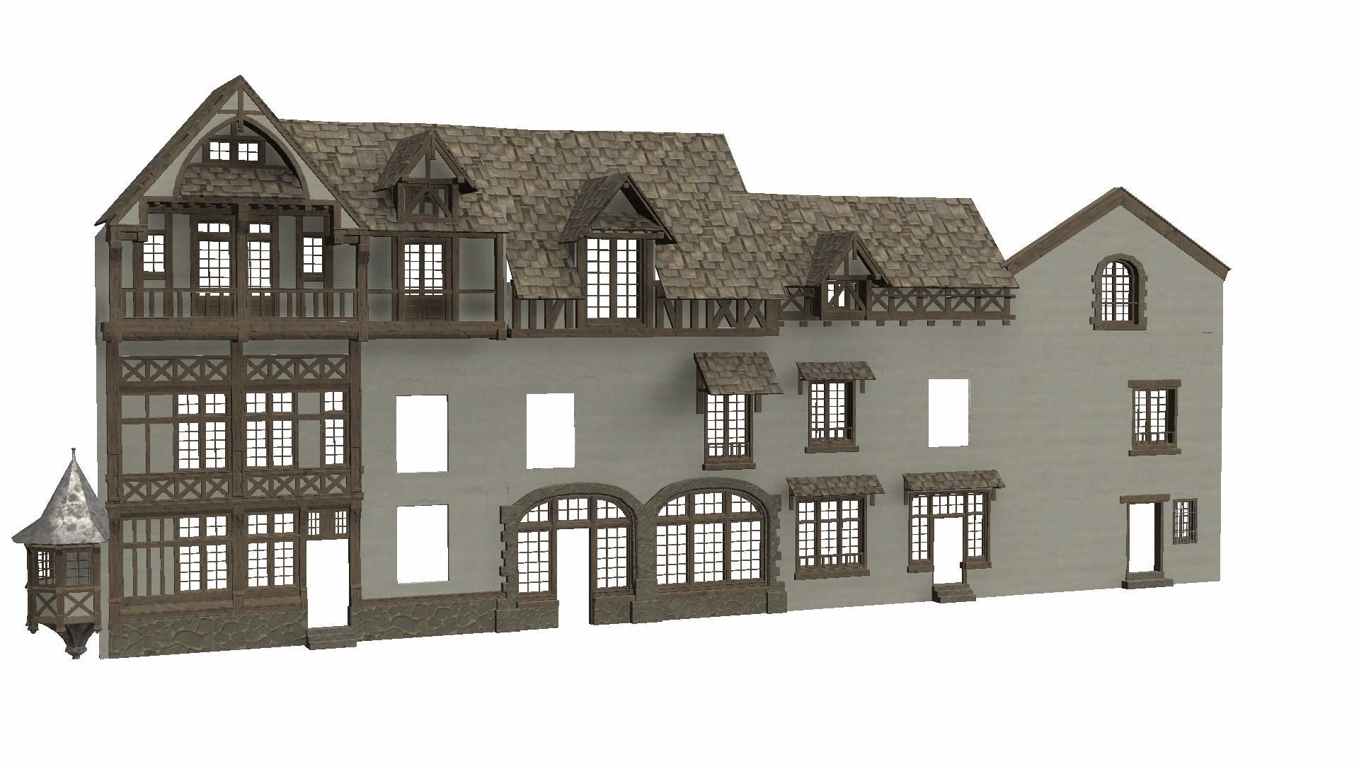 Modular Tudor Walls - Houses Low-poly 3D model_23
