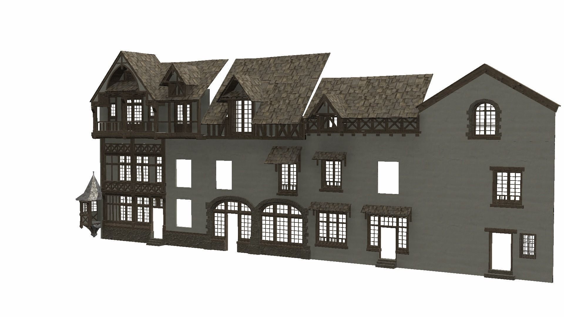Modular Tudor Walls - Houses Low-poly 3D model_20