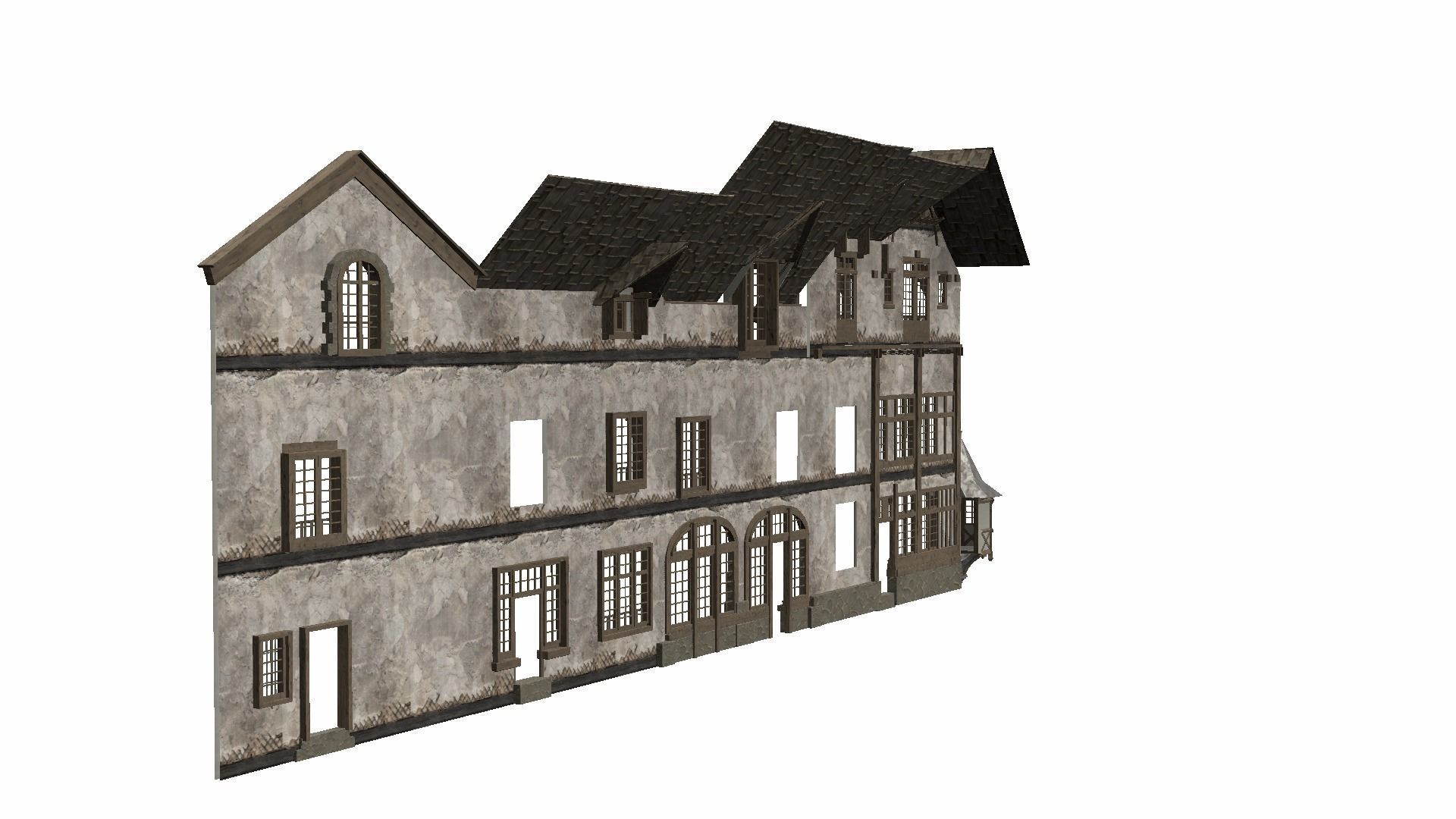 Modular Tudor Walls - Houses Low-poly 3D model_15