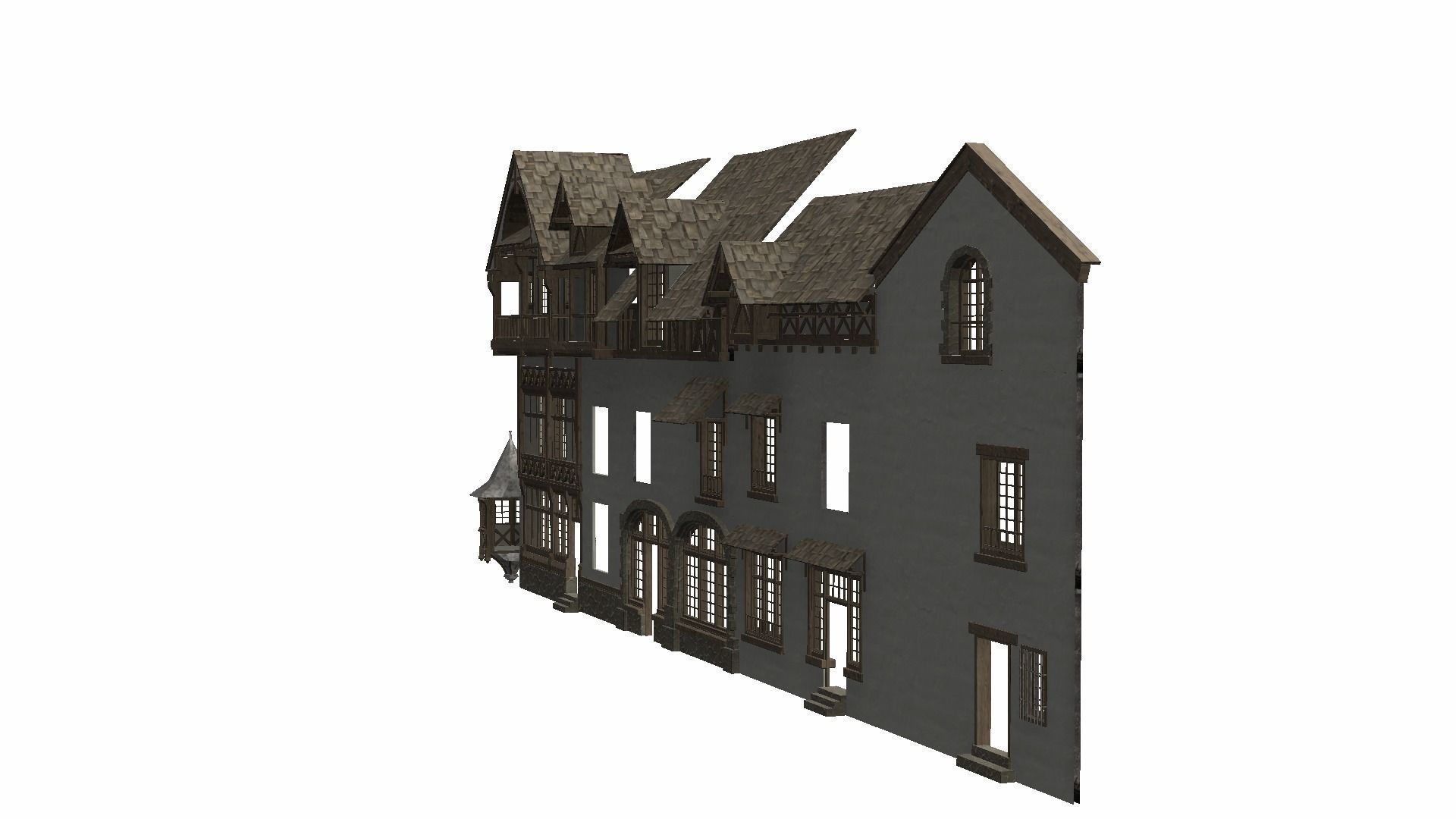 Modular Tudor Walls - Houses Low-poly 3D model_18