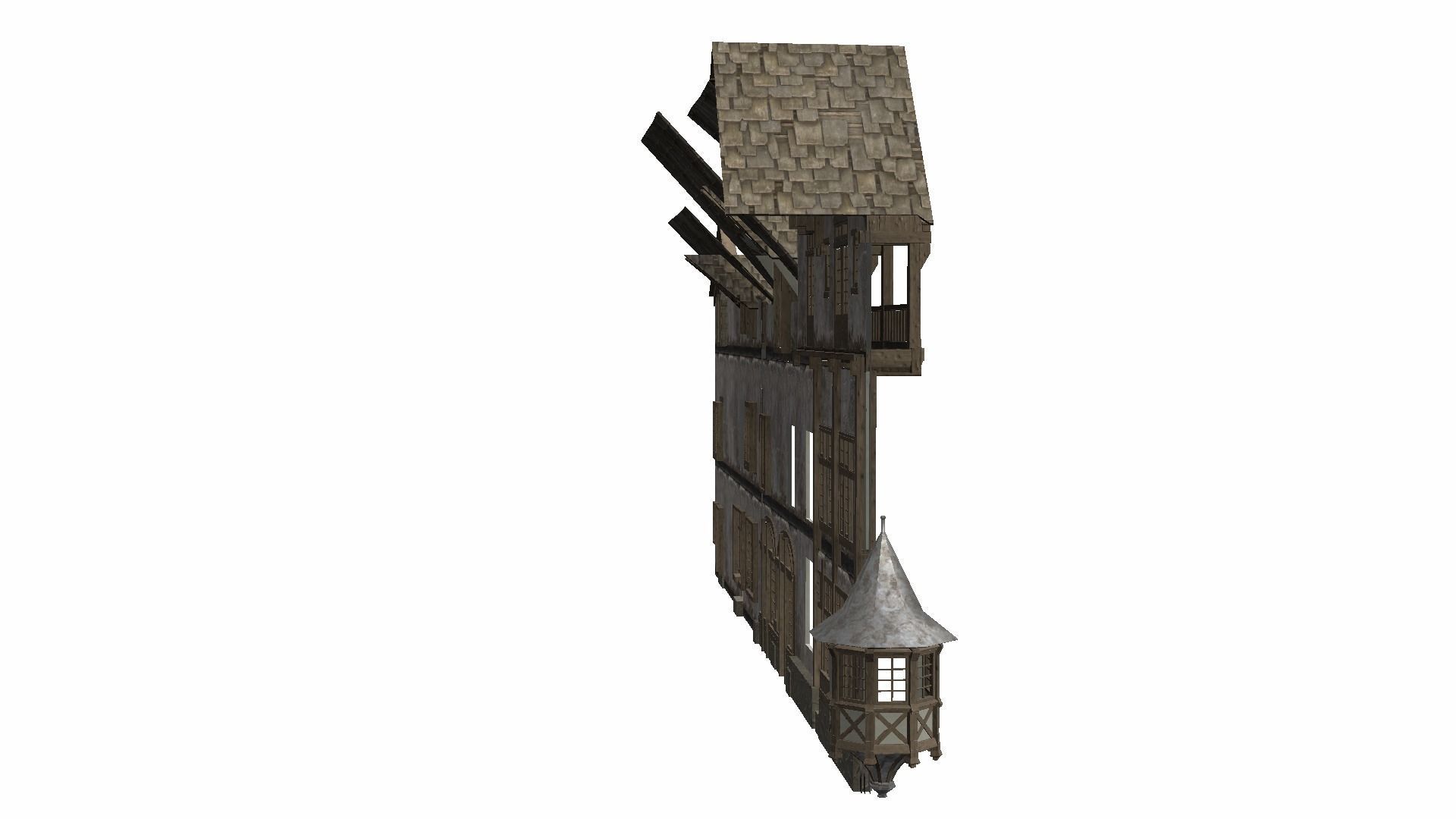 Modular Tudor Walls - Houses Low-poly 3D model_7