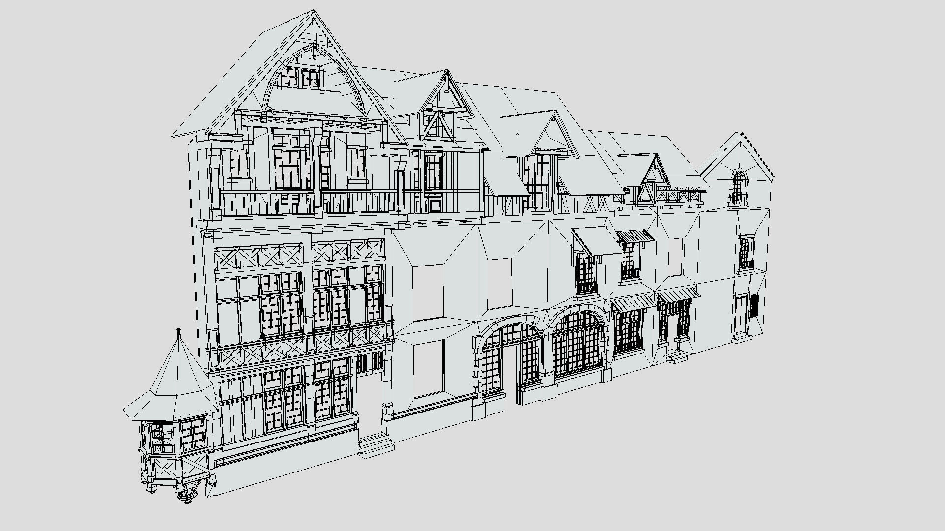 Modular Tudor Walls - Houses Low-poly 3D model_2