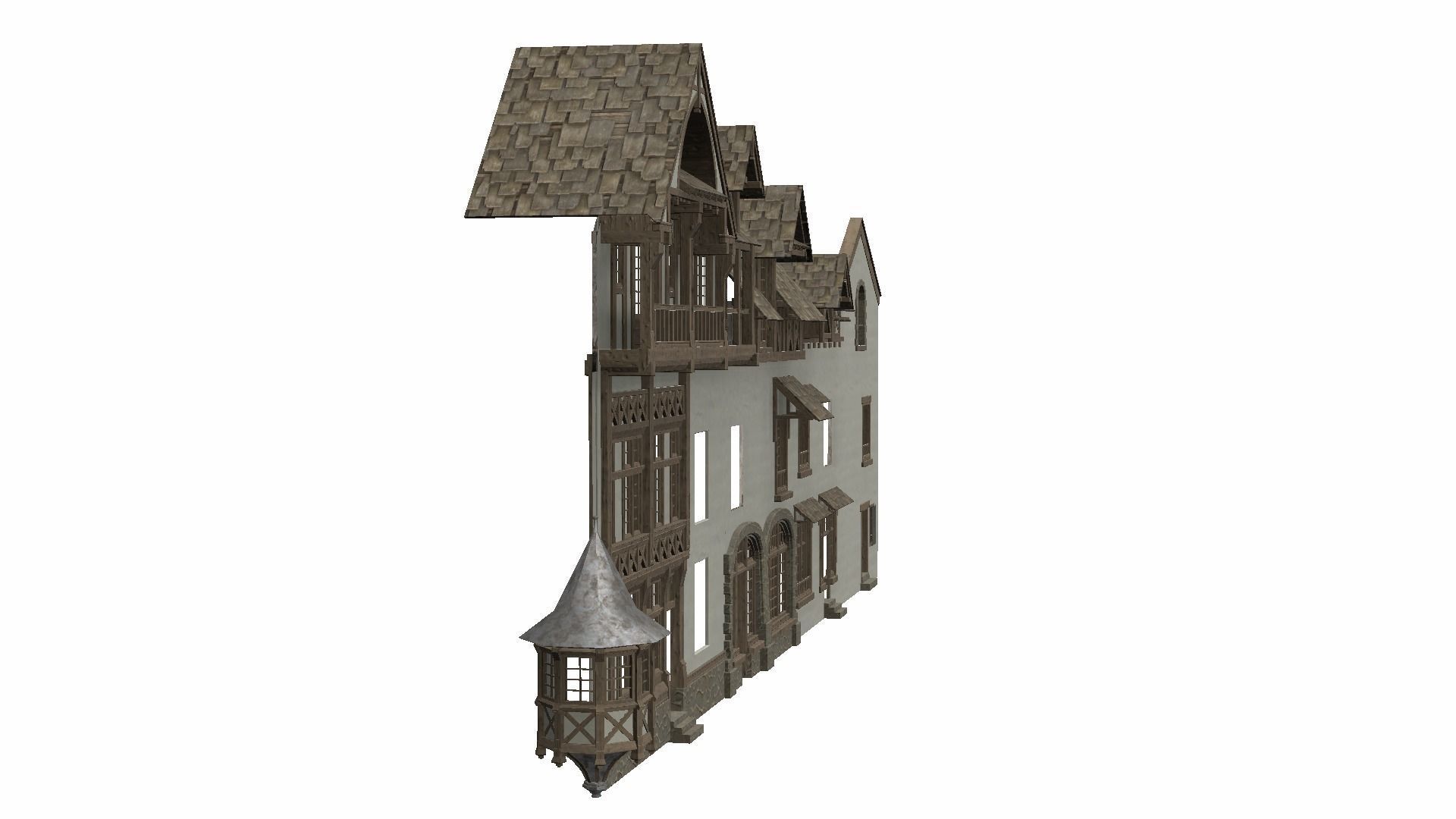 Modular Tudor Walls - Houses Low-poly 3D model_6