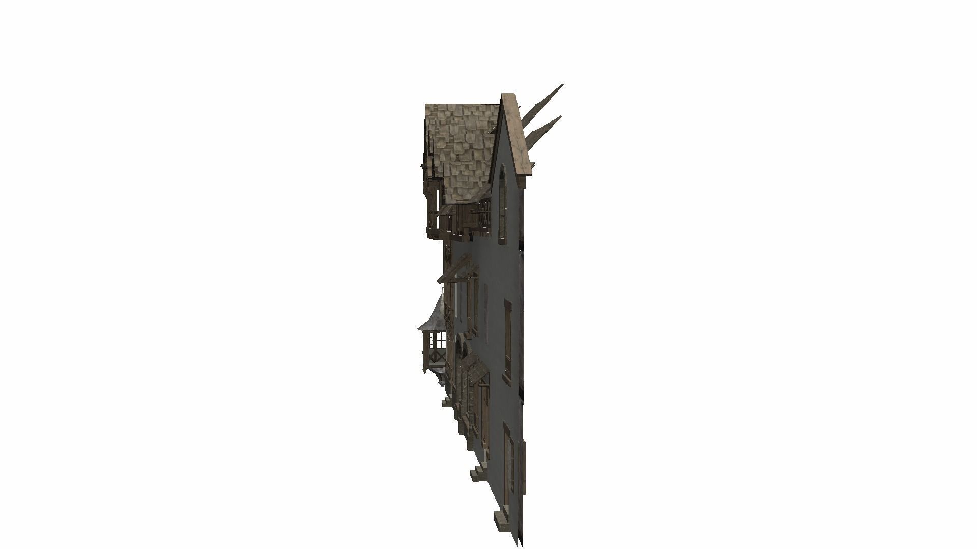 Modular Tudor Walls - Houses Low-poly 3D model_17