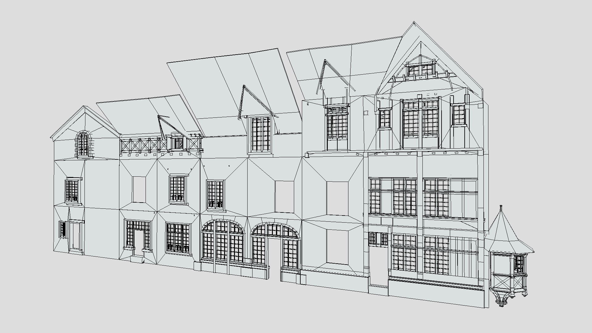 Modular Tudor Walls - Houses Low-poly 3D model_3