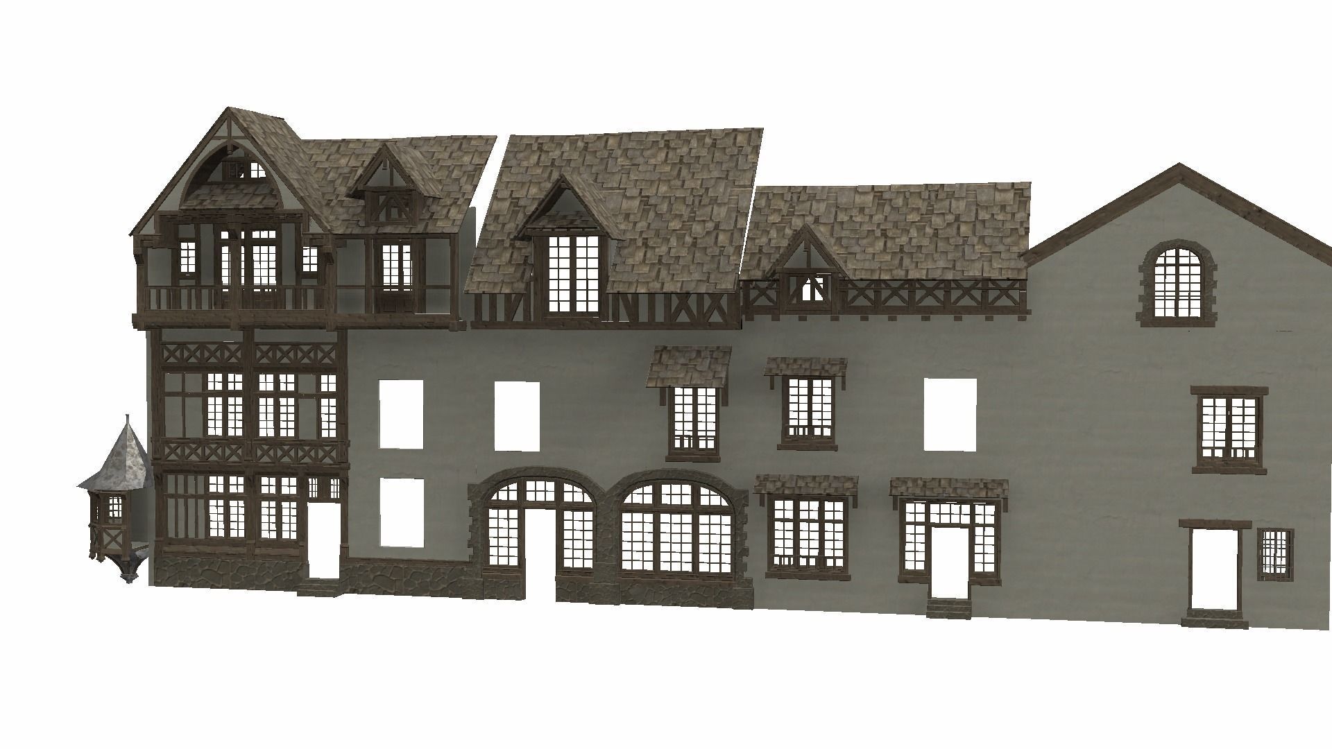 Modular Tudor Walls - Houses Low-poly 3D model_21