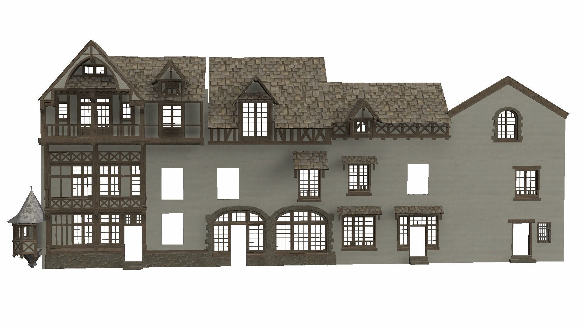 Modular Tudor Walls - Houses Low-poly 3D model_22