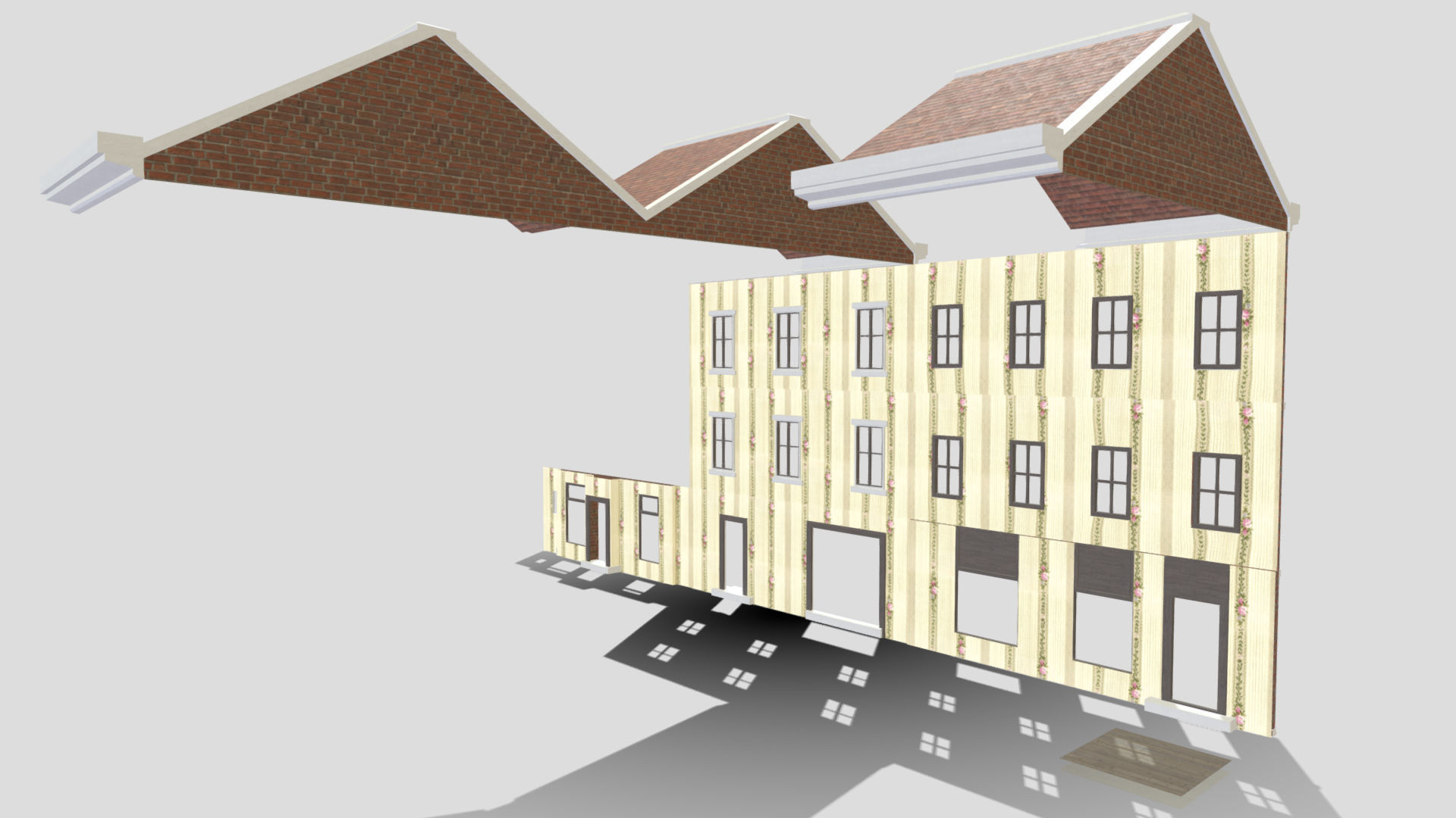 Modular Georgian Walls - Houses Low-poly 3D model_1