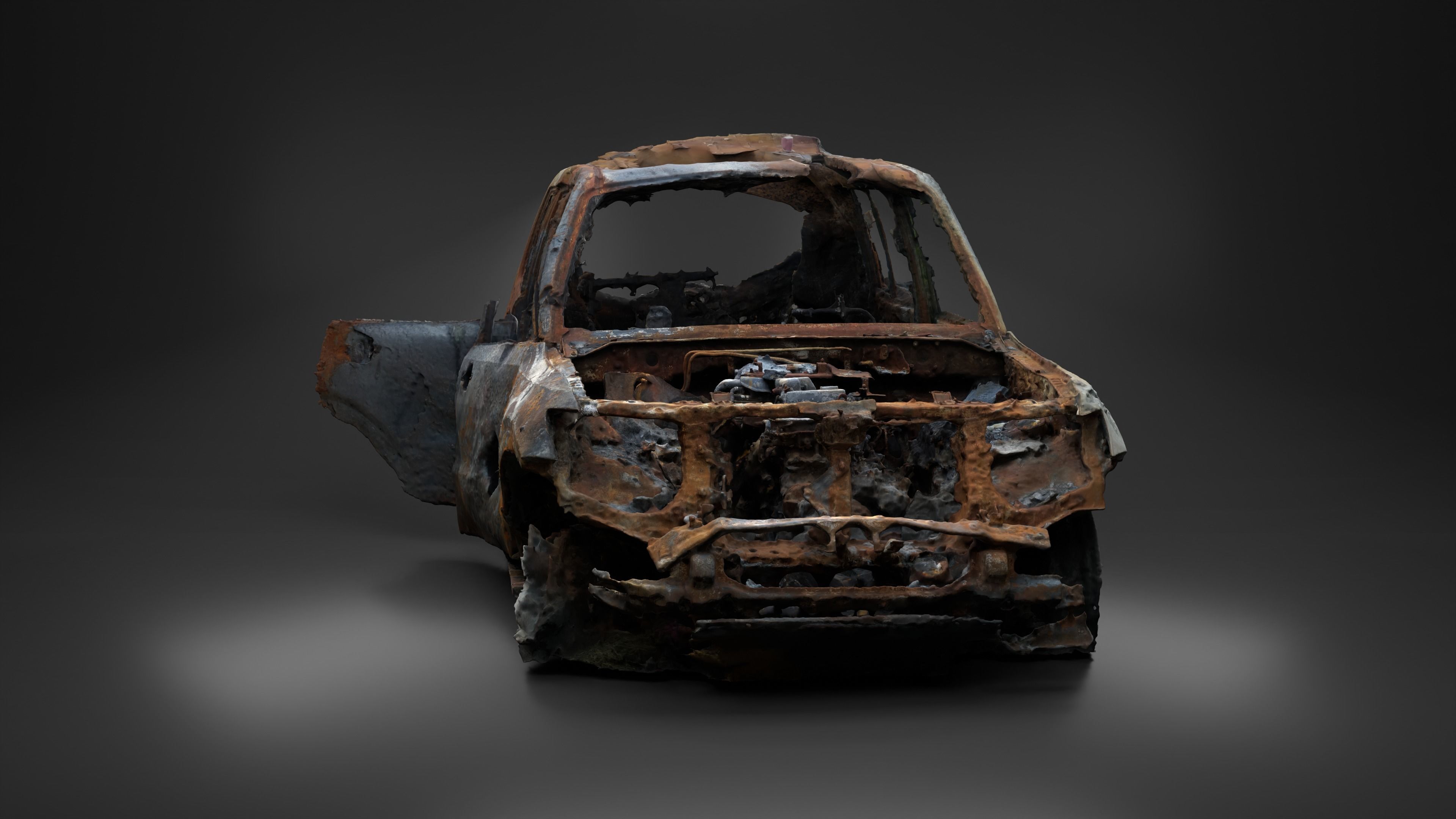 Destroyed and burnt civil car Photoscan 3D model_13