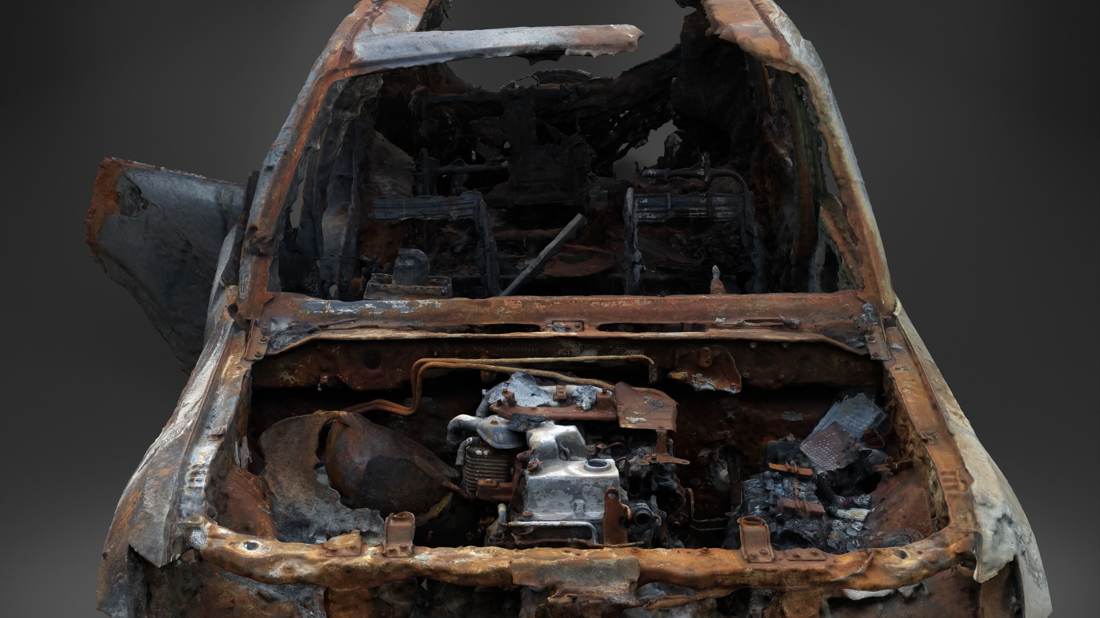Destroyed and burnt civil car Photoscan 3D model_15
